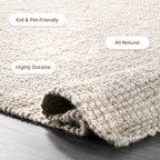 nuLOOM Ashli Solid Farmhouse Jute Area Rug, 8'6" x 11'6", Off-white