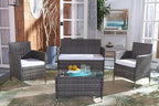 SAFAVIEH Outdoor Collection Bandele Grey Brown/White Cushion 4-Piece Conversation Patio Set PAT7506C