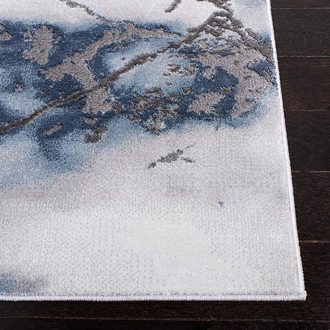 SAFAVIEH Craft Collection X-Large Area Rug - 12' x 15', Grey & Blue, Modern Abstract Design, Non-Shedding & Easy Care, Ideal for High Traffic Areas in Living Room, Bedroom (CFT877L)