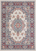Home Dynamix Premium Sakarya Traditional Medallion Border Area Rug, Ivory/Red, 5'3"x7'5" Rectangle