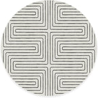 RUGGABLE x Jonathan Adler Machine Washable Area Rug – Labyrinth Black/Ivory 6 ft Round, Stain-Resistant, Non-Slip – Medium Rugs for Living Room, Bedroom, Hallway, Entryway & Office–with Cushioned Pad