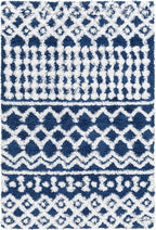 Livabliss Hapsburg Moroccan Shag Area Rug, 6'7" x 9'6", Navy/White