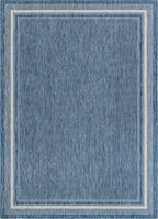 Unique Loom Outdoor Border Collection Area Rug - Soft Border (10' x 14' 1" Rectangle, Blue/ Ivory)