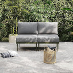 Sundale Outdoor 3 Pieces Patio Furniture Set, Metal Outdoor Sectional Sofa with 6 Inch Olefin Cushion and Coffee Table, All-Weather Modern Outdoor Conversation Sets (Green Frame)