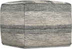 SIMPLIHOME Clay Boho Square Pouf in Grey Melange Cotton for the Living Room, Bedroom and Kids Room