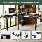 FEZIBO 75", 265lbs Load Capacity, L Shaped Standing Desk with Drawers, Reversible Electric Standing Gaming Desk Adjustable Height, Corner Stand up Desk with Splice Board, Black Frame/Black Top