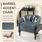 LOULENS Barrel Accent Chairs Set of 2, Vintage Linen Upholstered Lounge Chair with Solid Wood Legs, Comfy Leisure Side Armchair for Living Room, Bedroom, Reading Nook, Corner, Blue