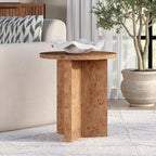 Henn&Hart 20" Scandinavian Round Wooden End Table, Side Table, Nightstand with X-Base for Living Room, Office, Family Room, or Bedroom, Honey Burl