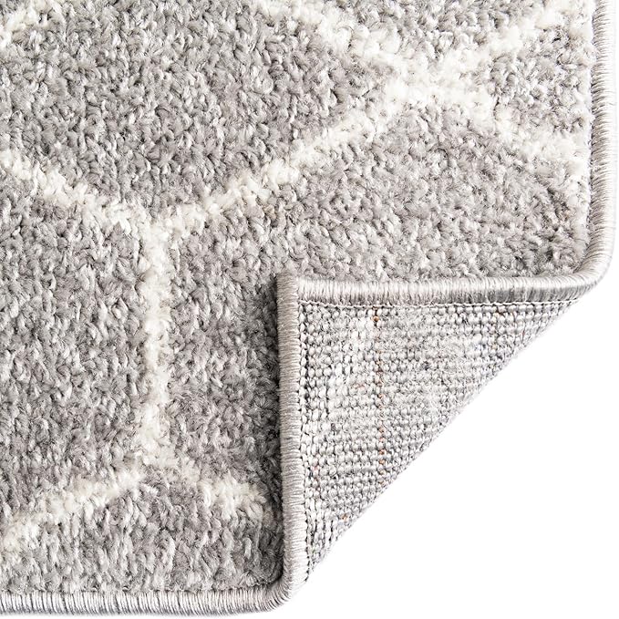 Unique Loom Trellis Frieze Collection Area Rug - Geometric (2' x 10' Runner, Light Gray/ Ivory)