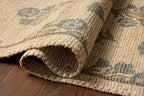 Loloi Chris Loves Julia Rue Collection RUE-04 Moss/Blue 8'-6" x 11'-6" Area Rug Jute Neutral Floral Living Room Bedroom Rug