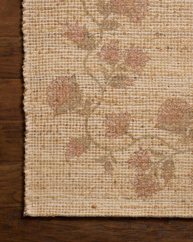 Loloi Chris Loves Julia Rue Collection RUE-05 Natural/Multi 9'-3" x 13' Area Rug Jute Neutral Floral Living Room Bedroom Rug