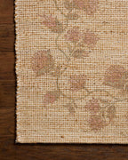 Loloi Chris Loves Julia Rue Collection RUE-05 Natural/Multi 7'-6" x 9'-6" Area Rug Jute Neutral Floral Living Room Bedroom Rug