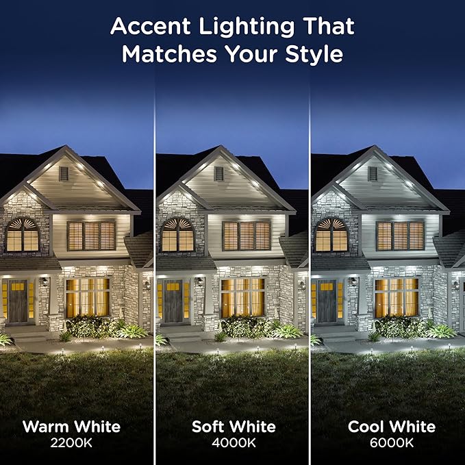 Enbrighten Vibe Eternity Accent Permanent Outdoor Lights for House, 50ft, 12 RGBWIC LEDs, Wide Spacing, 94lm, Tunable White, Everyday Eave Lighting, Smart App, Works with Alexa, Google Home, 85709