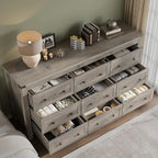 9-Drawer Dresser, Modern Wooden Storage Chest of Drawers, Dresser TV Stand, Wood Drawer Organizer with Metal Handles for Bedroom, Living Room, Hallway