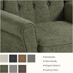 Lumibee High Back Accent Chair,Upholstered Wingback Armchair with Solid Wood Legs for Small Spaces,Comfy Single Sofa Chair for Living Room,Bedroom,Office-Green