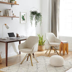 Zouron Mid Century Modern Swivel Accent Chair with Gold Metal Legs, Upholstered Swivel Chair No Wheels, Side Accent Arm Chair Vanity Chair for Small Space Home Office Living Room Bedroom, Off White