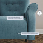 BELLEZE Modern Accent Chair, High Back Armchair, Upholstered Wingback Side Chair, Padded Single Sofa with Wooden Legs for Living Room, Bedroom - Baby Blue