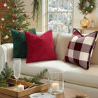 decorUhome Christmas Green Chenille Throw Pillow Covers 16x16 Set of 2 Thick Textured Slubby Couch Pillow Covers Farmhouse Accent Modern Neutral Decorative Pillow Cases for Bed Sofa Living Room