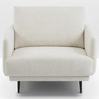 Mid-Century Accent Chair,Modern Oversized Armchair for Living Room,Comfy Upholstered Reading Accent Chairs for Bedroom,Single Sofa Chair (Beige-1PACK)