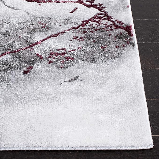 SAFAVIEH Craft Collection Runner Rug - 2'3" x 10', Grey & Wine, Modern Abstract Design, Non-Shedding & Easy Care, Ideal for High Traffic Areas in Living Room, Bedroom (CFT877S)