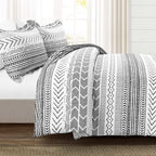 Lush Decor Hygge Geo Reversible 3 Piece Cotton Duvet Set, King, Black & White