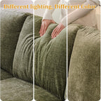 85'' L Shaped Couch with Armrest Organizer,Comfy 3 Seats Sofa with Storage Ottoman,Chenille Sectional Couches for Living Room,Bedroom,Apartment,Sofa Set with Oversized Chair,Green
