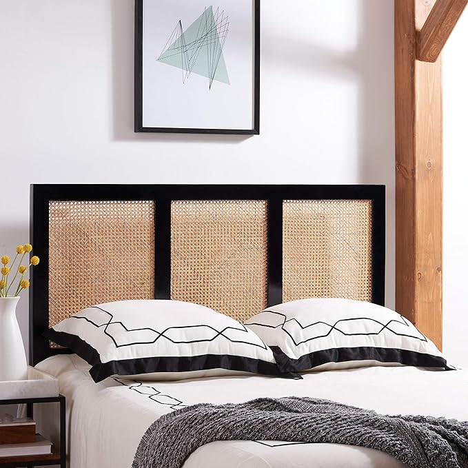 SAFAVIEH Home Collection Vienna Black Cane Queen Headboard Platform