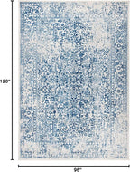 SAFAVIEH Evoke Collection 8' x 10' Ivory / Navy EVK256N Oriental Distressed Non-Shedding Living Room Bedroom Dining Home Office Area Rug
