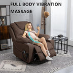 Large Power Lift Recliner Chair Sofa with Massage and Heat for Big and Tall Elderly,Infinite Positions,Dual Motor,Cup Holders,Extended Footrest,Velvet Home Theater Seat