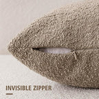 Foindtower Set of 2, Decorative Textured Boucle Throw Pillow Covers Accent Solid Pillow Cases Neutral Cozy Couch Cushion Case for Chair Sofa Bedroom Living Room Home Decor 24x24 Inch Light Khaki Tan