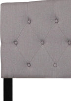 BizChair Arched Button Tufted Queen Size Headboard in Light Gray Fabric