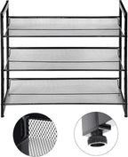 SONGMICS Shoe Rack, 3-Tier Shoe Organizer, Metal Shoe Storage for Garage, Stackable Shoe Shelf, with Adjustable Flat or Angled Shelves, 9-12 Pairs, Ink Black ULMR03B