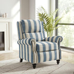 Recliner Chair Set of 2, Modern Pushback Armchair with Adjustable Backrest & Footrest for Bedroom, Living Room-Navy Blue Stripe