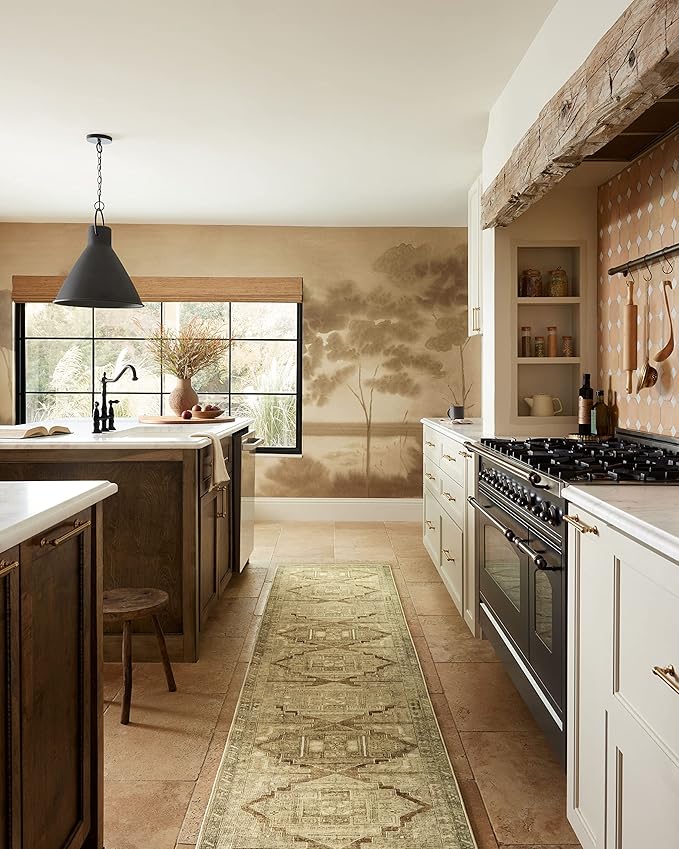 Loloi Magnolia Home by Joanna Gaines Sinclair Collection SIN-02 Khaki/Tobacco 2'-3" x 3'-9", .25" Pile Height, Machine Washable, Accent Rug