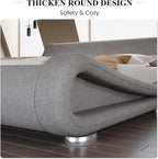 SHA CERLIN Queen Size Upholstered Bed Frame, Deluxe Low Profile Sleigh Bed with Linen Ergonomics Headboard, No Box Spring Needed & Easy Assembly, Grey