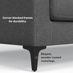 SIMPLIHOME Ava Sofa and Ottoman in 100% Recycled Polyester Performance Fabric, Pebble Grey, 90-inch-Wide 3-Seater Couch and Matching 36-inch-Wide Table Ottoman for Living Room, 2-Piece Set