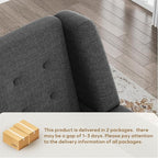 HUIMO Button-Tufted Accent Chairs Set of 2,Upholstered Reading Living Room Chair,Mid Century Modern Chair with Linen Fabric, Club Chair,Comfy Arm Chairs for Living Room,Bedroom,Grey
