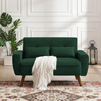 48" Small Loveseat Sofa, Mid Century Modern Love Seat Couch with Back Cushions and Plastic Legs, 2 Seater Couches for Living Room, Bedroom, Small Spaces, Green