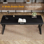 Tribesigns 78.74-Inch Large Executive Desk, Industrial Home Office Computer Desk, Simple Long Writing Study Table Business Furniture (Black)