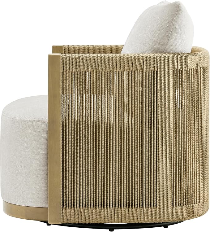 CHITA Braid Swivel Accent Chairs, Modern Comfy FSC Certified Armchair with Paper Cord & Wood Frame for Living Room and Bedroom, Fully Assembled - Mink