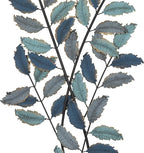 Deco 79 Metal Leaf Home Wall Decor Wall Sculpture with Gold Accents, Wall Art 15" x 1" x 32", Blue