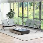 Kinsuite 2-Seat Reception Chairs - Waiting Room Chairs with Arms & Stainless Steel Frame, Waiting Room Bench Lobby Chairs for Office Airport Bank Hospital, Silver