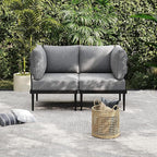 Sundale Outdoor 2 Pieces Metal Patio Furniture Set, Outdoor Sectional Sofa w/6 Inch Olefin Cushion, Modern Outdoor Conversation Sets