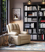 27" Oversized Power Recliner Chair, Faux Leather Rocking Chair with Heat & Massage, 360° Swivel Modern Electric Recliner with Cup Holder ＆ USB Charging for Living Room, Bedroom, Nursery - Beige