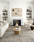 Loloi Layla Collection LAY-13 Antique/Moss 9'-6" x 14' .13" Thick Area Rug, Soft, Durable, Vintage Inspired, Distressed, Low Pile, Non-Shedding, Easy Clean, Printed, Living Room Rug