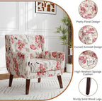 Accent Chairs Set of 2, Modern Fabric Armchairs for Living Room, Comfy Upholstered Arm Chairs Tufted for Indoor Bedroom Office Room (Pattern White)