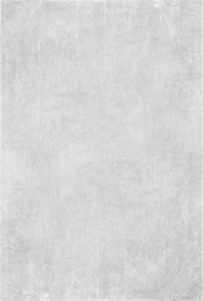 nuLOOM 6' Square Cozy Plush Area Rug, Machine Washable, Non-Slip, Soft Fluffy Shag Carpet for Living Room Bedroom Kids Room Nursery Home Decor, Loni Light Grey