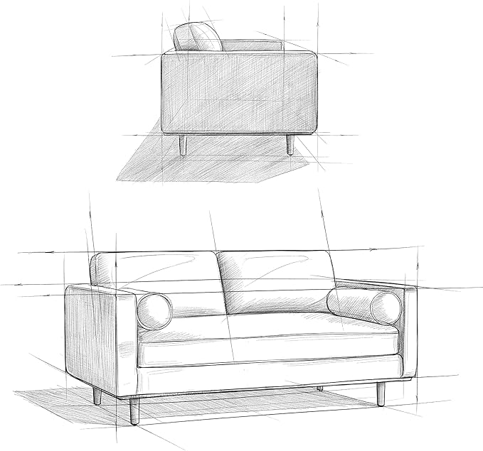 SIMPLIHOME Morrison 72-inch Wide Sofa in Caramel Brown Top Grain Genuine Leather, Mid-Century Modern-Style Loveseat for Living Room, Single Bench Cushion, Removable Back Cushions, 2 Bolster Pillows