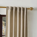 Martha Stewart Naples Chenille Solid Back Tab Window Curtain Panel Pair, 95", Natural