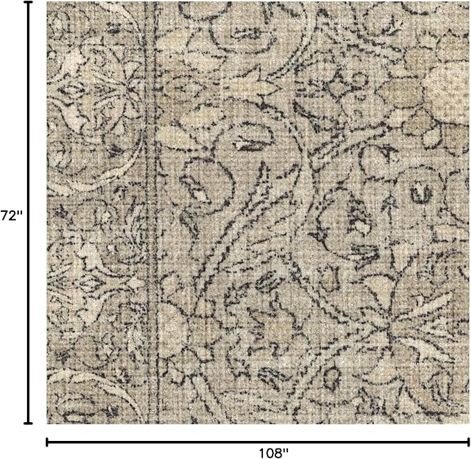 RUGGABLE x Morris & Co Washable Area Rug – Montreal Natural Stone 6x9, Stain-Resistant, Non-Slip – Medium Machine Washable Rugs for Living Room, Bedroom, Hallway, Entryway & Office–with Cushioned Pad